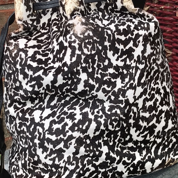 TORY BURCH Distressed Animal Print Dyed Haircalf Fur Bucket Purse - Picture 10 of 14